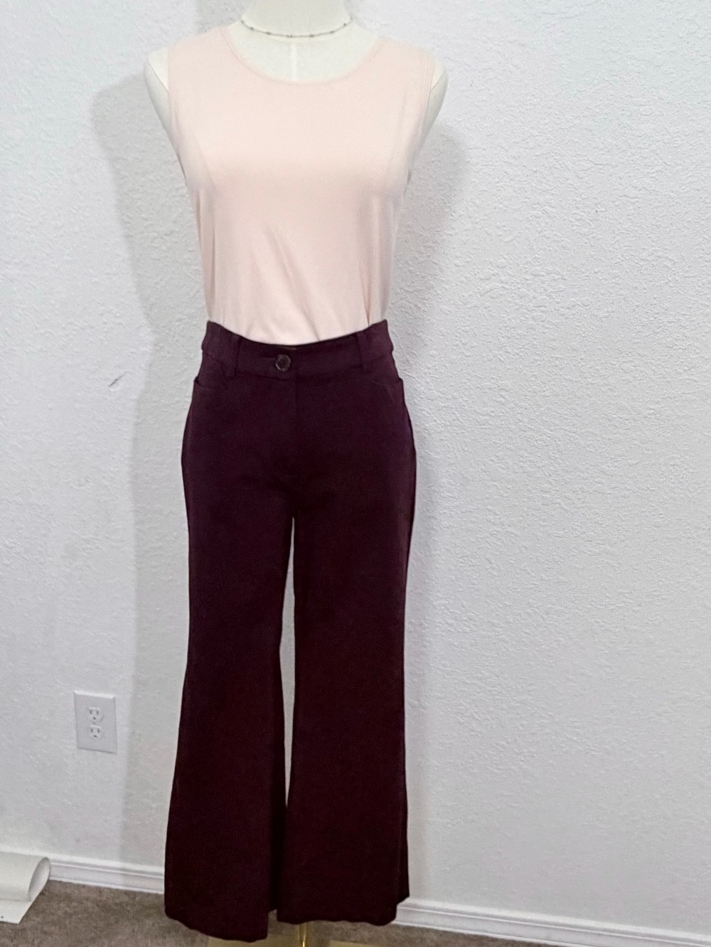 LOFT Sutton Flare Leg Pants in Deep Plum